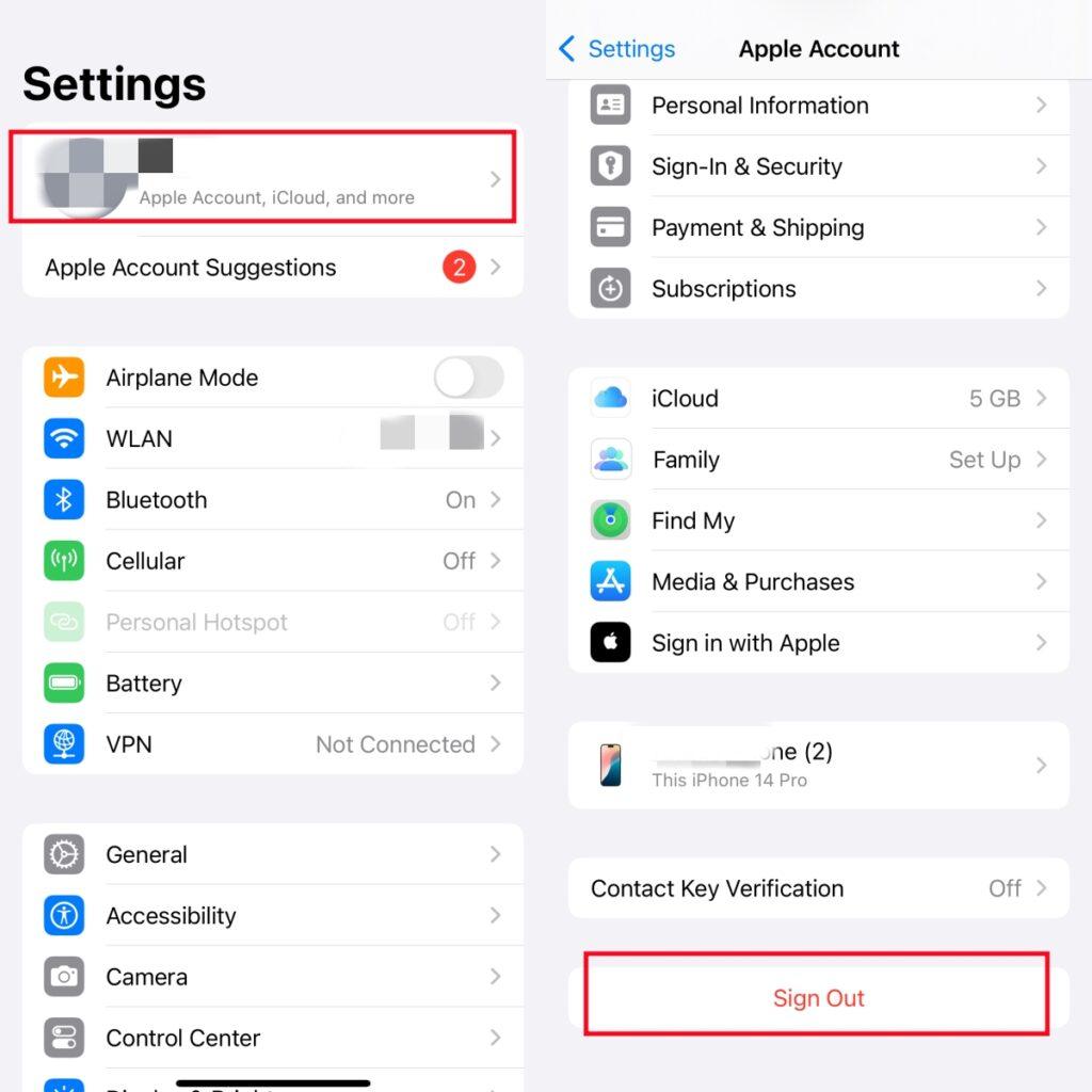 sign out icloud