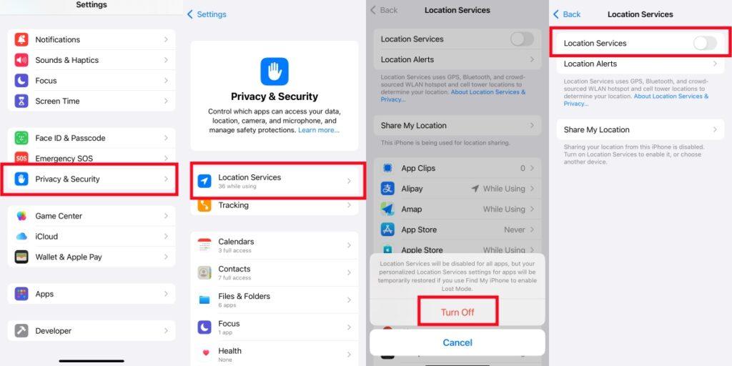 turn off iPhone location services