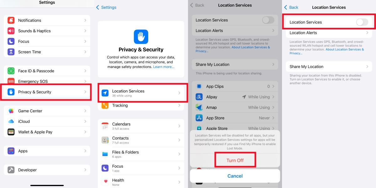 turn off location services