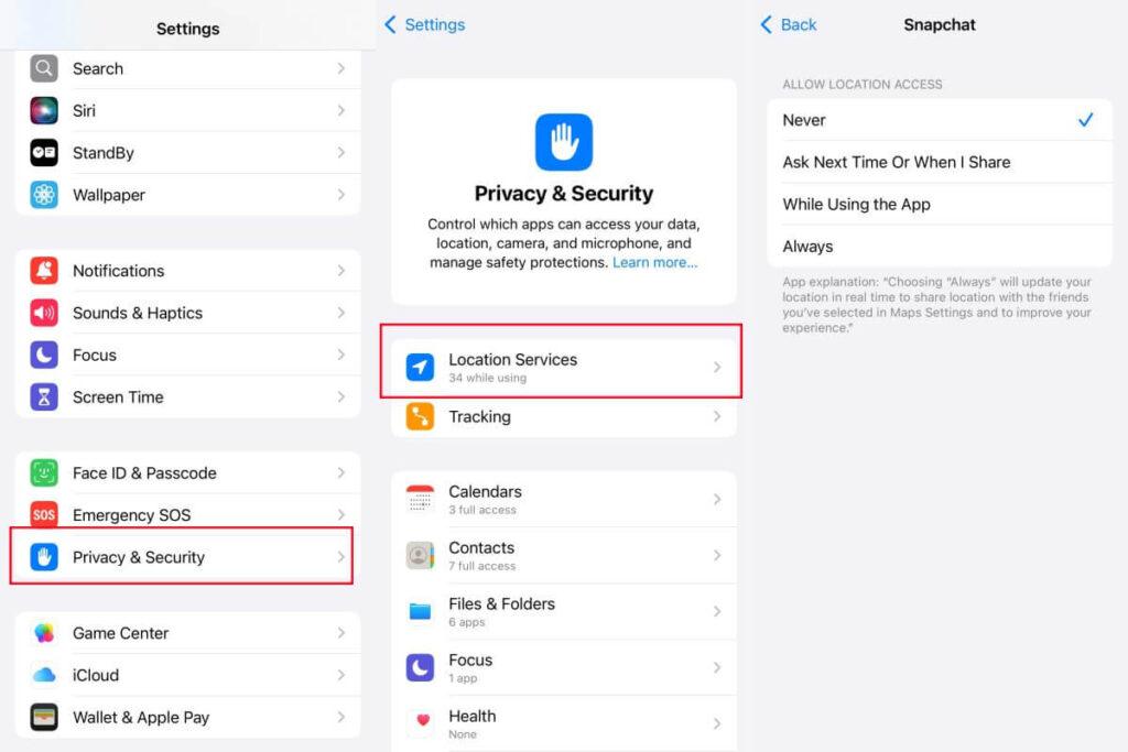 turn off Snapchat location services