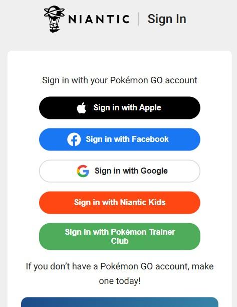 Login Pokémon Go Web Store