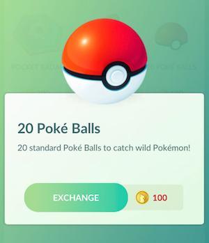 Pokeball for purchase using PokeCoins