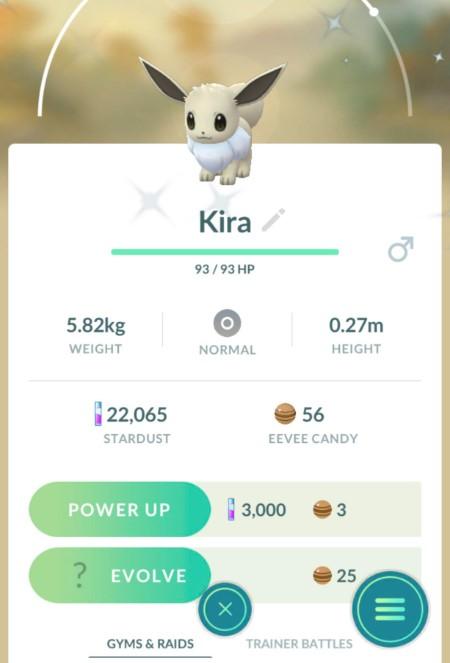 Rename your shiny Eevee to Kira