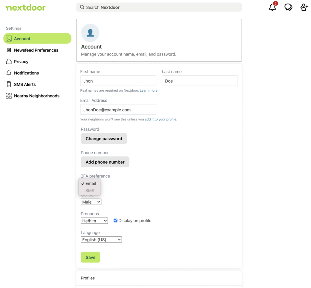 nextdoor-settings Nextdoor change your address