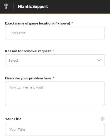 submit a request to Niantic