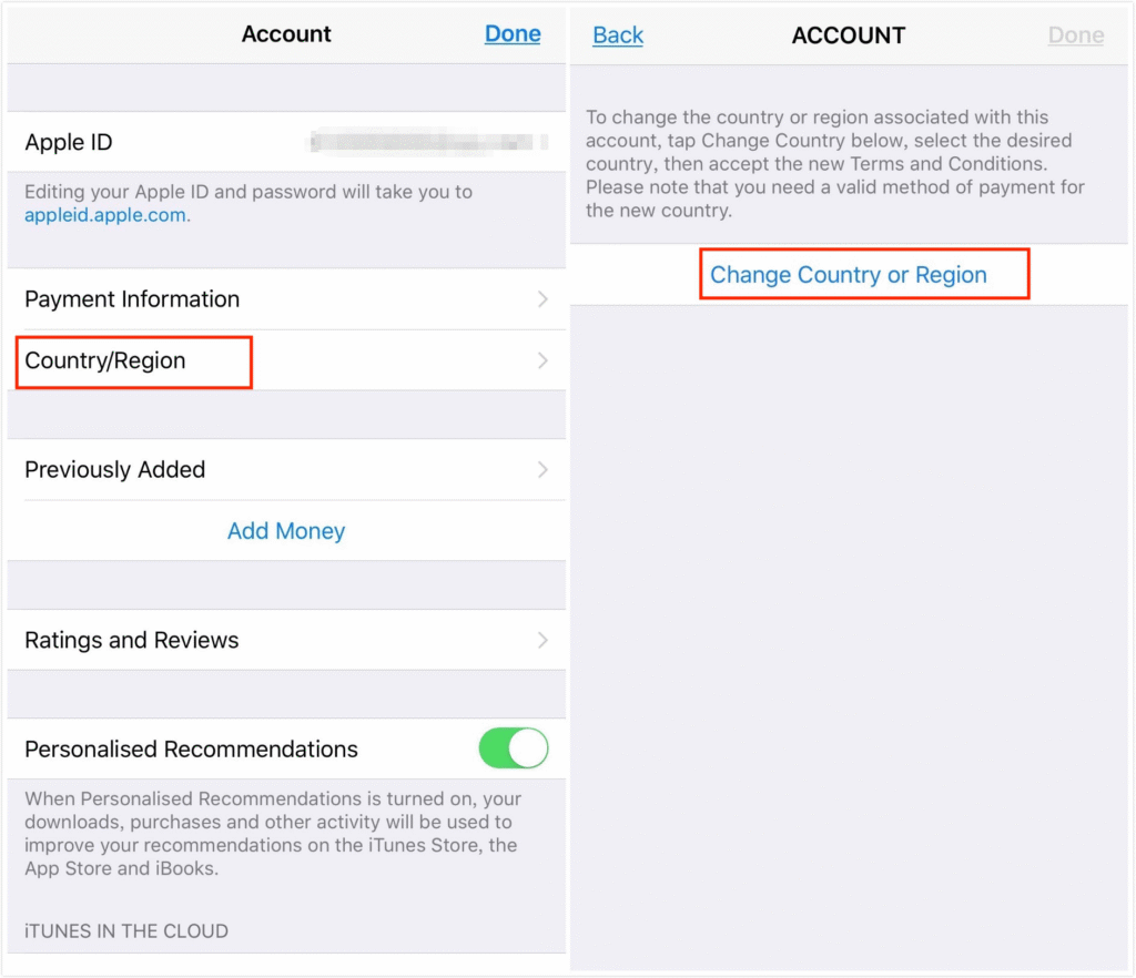 Change App Store Country