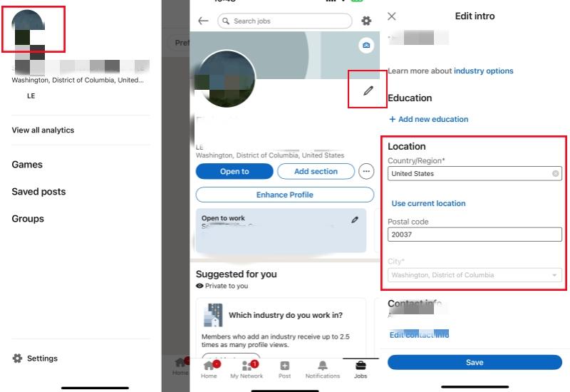 change location on LinkedIn app change location on LinkedIn app