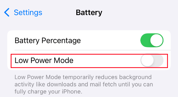 iPhone low power mode iPhone low power mode