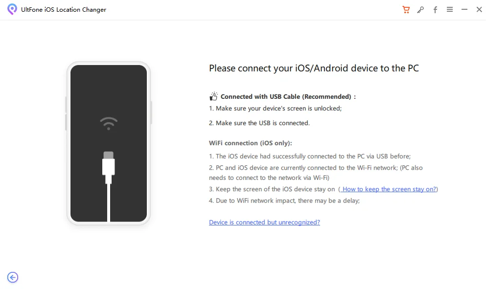 UltFone iOS Location Changer connect device UltFone iOS Location Changer connect device